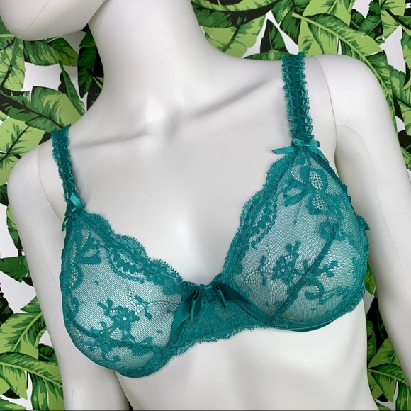 Vintage Victoria’s Secret Gold Label Bra See Through Unlined Lace USA Made - Picture 1 of 8